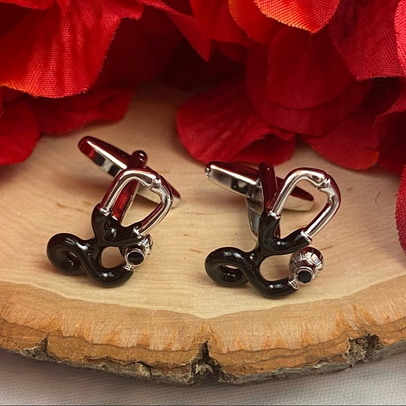 Black and Silver Stethoscope Cufflinks - Picture 9 of 16